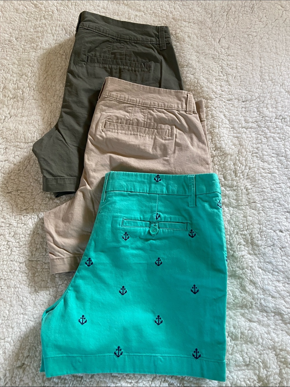 Old Navy Women's 3 Shorts Tan Green Turquoise Anchor Size 10